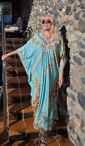 Hovedbilde ZAFIRA KAFTAN – TURQUOISE & GOLD  