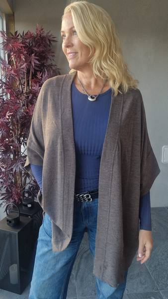 Cardigan Extra Wide (8018) - one size - terracotta melange - By Basic - 1 stk