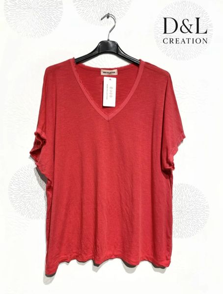 SOLENE V-NECK TOP (sy24263) - red