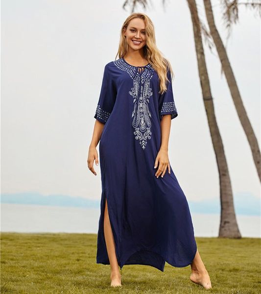 PIENZA KAFTAN - navy blue w /white