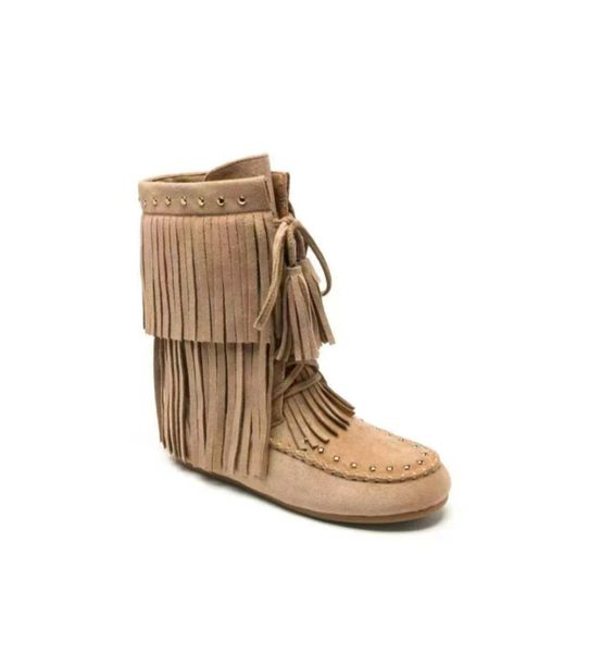 TALLULAH FRINGE BOOTS ( 52219 ) - kakhi ( beige ) 