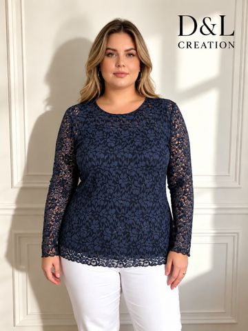 Hovedbilde YLVA LACE TOP ( dl007 ) - navy blue