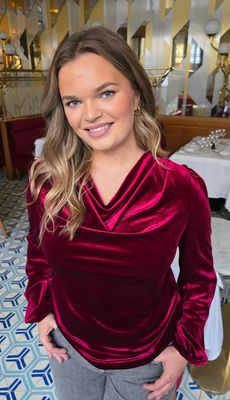 Hovedbilde Velvet Drape Blouse - Sapphire Blue