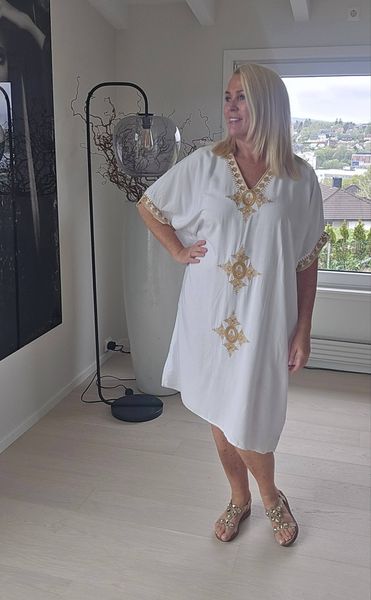 THALASSA KAFTAN - SHORT – white & gold - ca. 15 juni levering