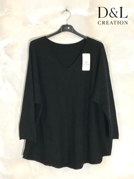 TESSA V-NECK KNIT ( ny8213 ) - black