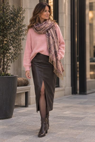 ROMY FAUX LEATHER SKIRT med topper