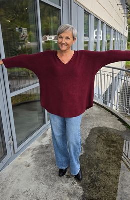 Hovedbilde TESSA V-NECK KNIT ( ny8213 ) - burgundy