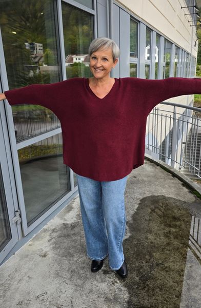 TESSA V-NECK KNIT ( ny8213 ) - burgundy