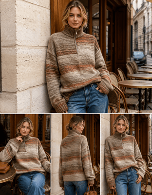Hovedbilde VILDA ZIP KNIT (RM6002) ONE SIZE - Beige  - ca ...