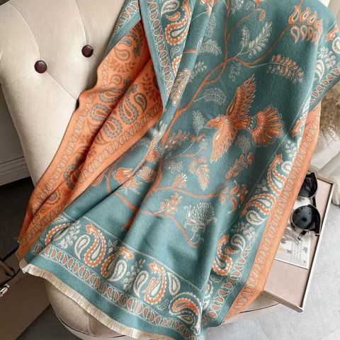 Hovedbilde Paloma Scarf (F09-B) - Orange & Light Petrol