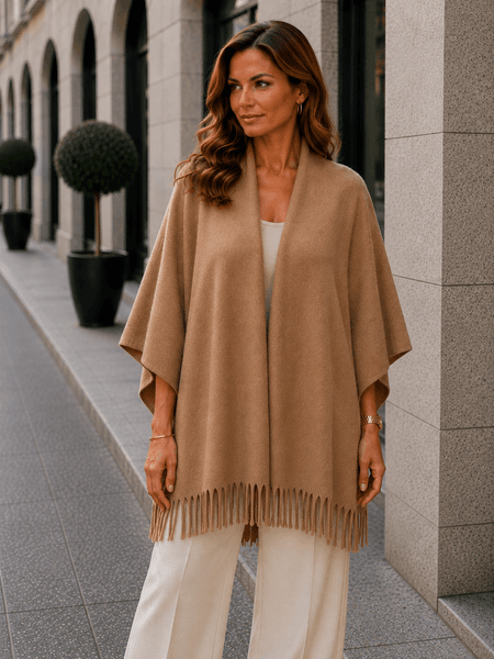 Talisa Fringe Scarf (P08-A) - Camel
