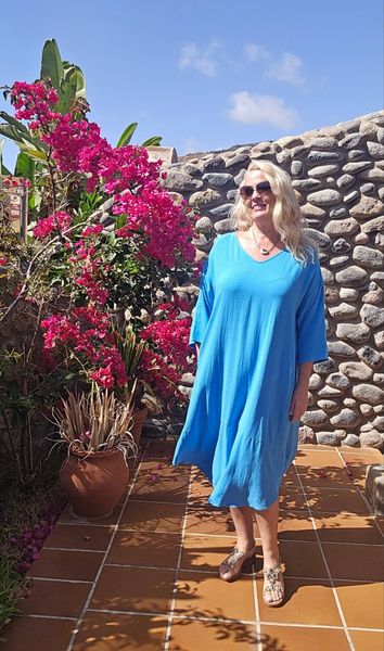 Sanna V-neck Dress –  turquoise 