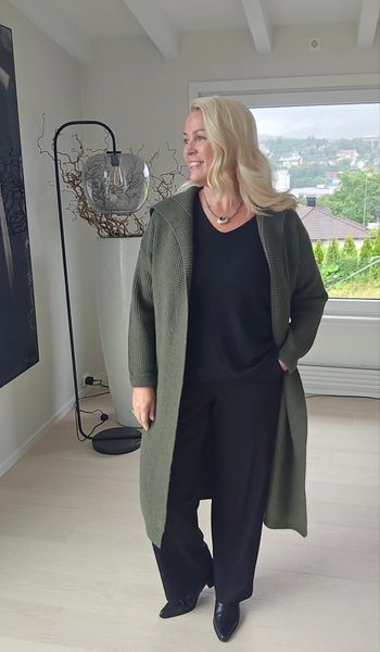 LUZABELLE LONG CARDIGAN ( 2256 ) - armygreen - ca.20 august levering