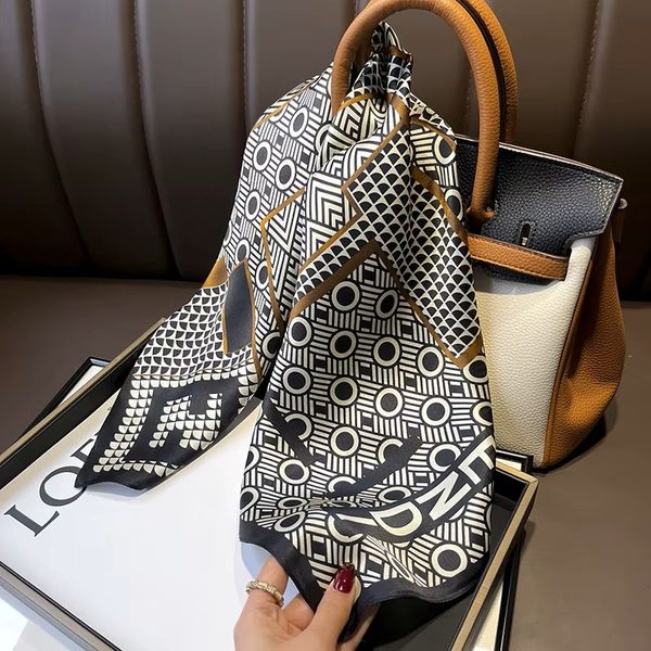 ZELIE SILK SCARF (rs08) – BLACK, CREAM & GOLD