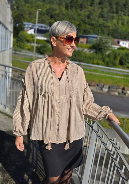  ROMA BLOUSE (G001) ONE SIZE - Taupe 