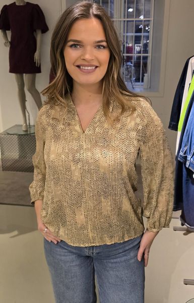 Addison Blouse - In Wear - Dotted Surface Neutral ( gull )