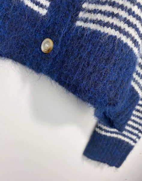 Elodie Striped Cardigan (1195-2099) - Navy- ca. 25 august levering