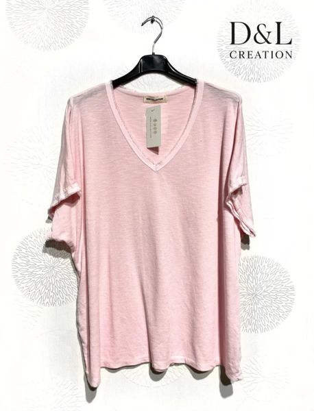 SOLENE V-NECK TOP (sy24263) - pink