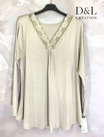 Hovedbilde MILA LACE TOP V-NECK- beige