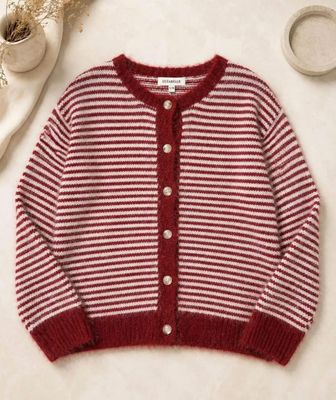 Hovedbilde Elodie Striped Cardigan (1195-2099) - Bordeaux - ...