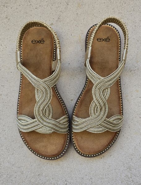 EXE SANDALS ( ZF1982-F6 ) - EMBROIDERY GOLD m/stropp - kun 36, 37