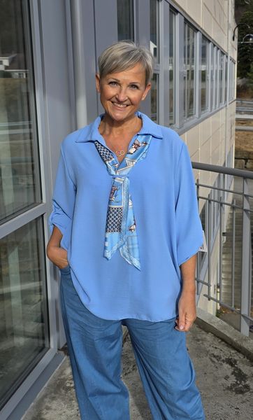 SCARLA Blouse Set ( 2947 ) - sky blue ( lyseblå )