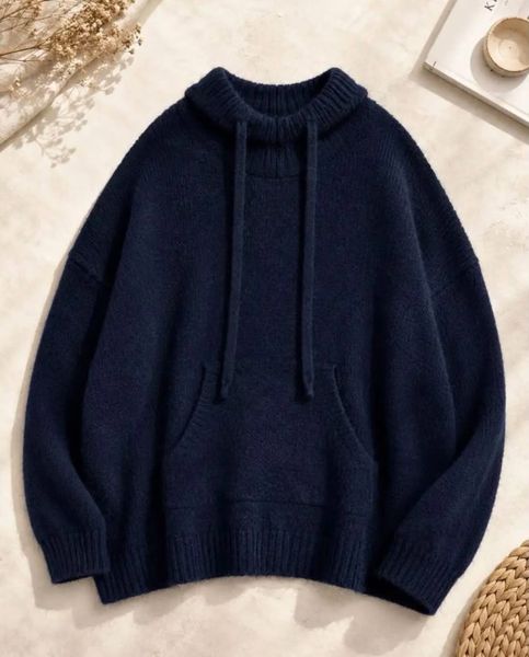SELIA HOODED KNIT  (1196-2069) - Navy -