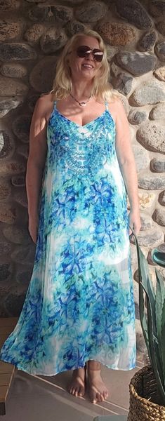 TAURO LONG DRESS – aqua - CA. 10 JUNI LEVERING