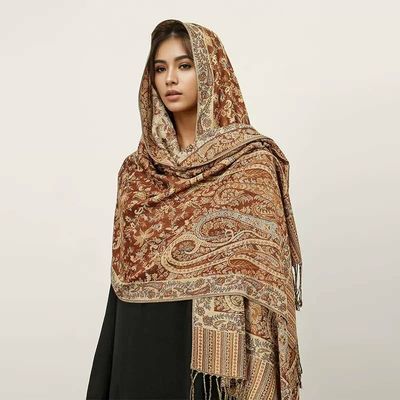 Hovedbilde Nayara Scarf (U01-E) - Terracotta & Gold