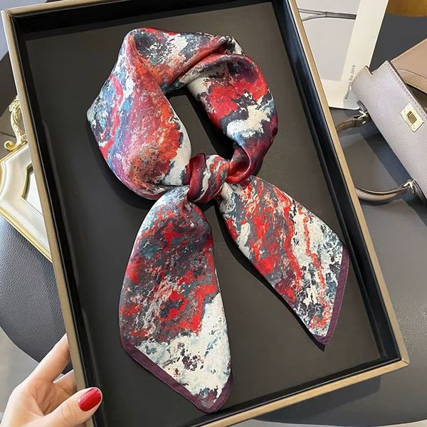 ISADORA SILK SCARF ( 19327 )– RED, GREY & BLACK