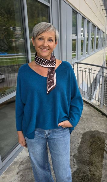 ALLEGRA V-NECK KNIT W/ SCARF ( ny8213F ) - peacock blue / petrol