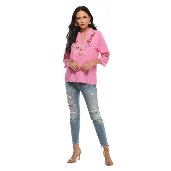 VIETRI BLOUSE – PINK & FLORAL EMBROIDERY