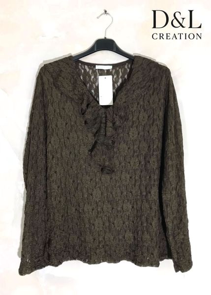 ENYA LACE BLOUSE ( bsq6519 ) - chocolat - levering ca.8 oktober
