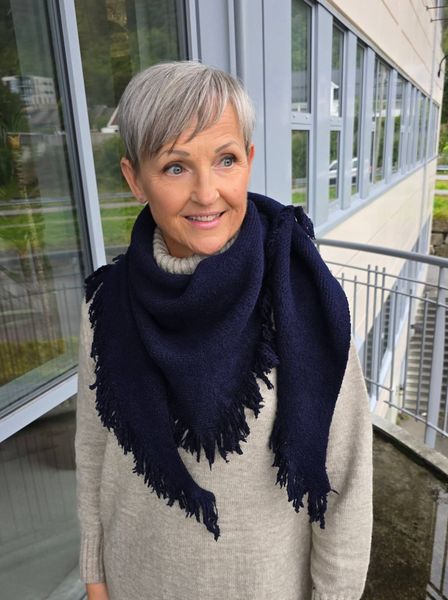 Mirelle Fringe Scarf (F51-C) - Navy