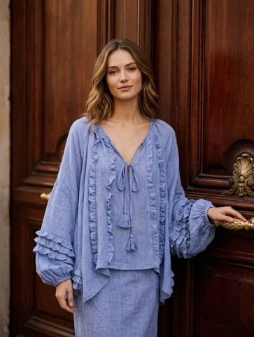 Hovedbilde ROSALINE BLOUSE (G002) ONE SIZE - Blue jean - ca ...