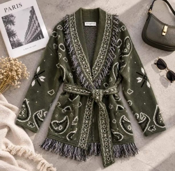 TUVA CARDIGAN ( lu2532-2021 ) - armygreen - levering ca.16 okt