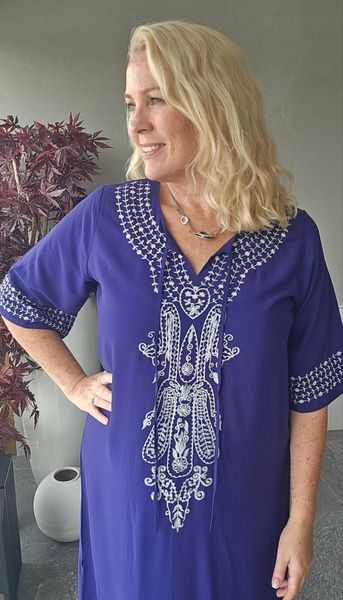 PIENZA KAFTAN - navy blue w /white
