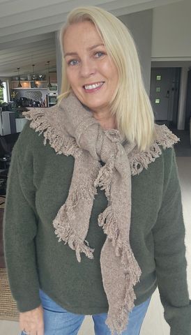 Hovedbilde Mirelle Fringe Scarf (F51-B) - Taupe/Beige