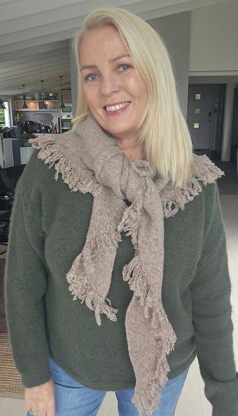 Mirelle Fringe Scarf (F51-B) - Taupe/Beige