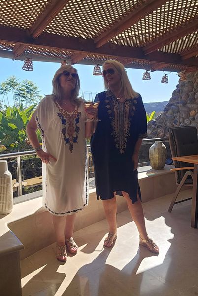 SORAYA KAFTAN – SHORT - offwhite & blue 