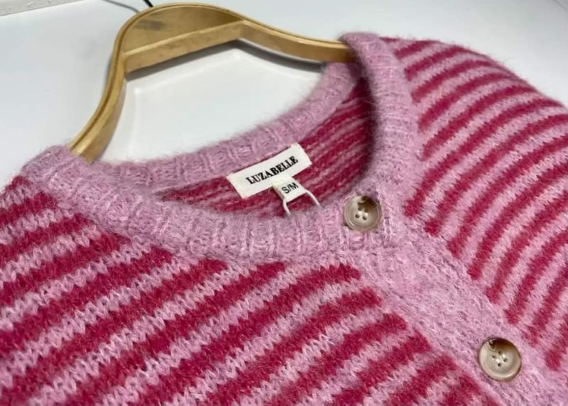 Elodie Striped Cardigan (1195-2099) - Pink - ca. 25 august levering
