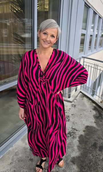 ANTIBES KAFTAN – PINK & BLACK 